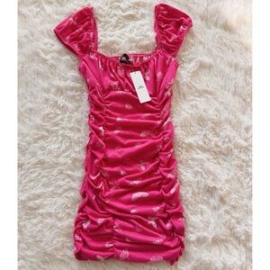 Urban Outfitters Brenan Printed Ruched Mini Dress